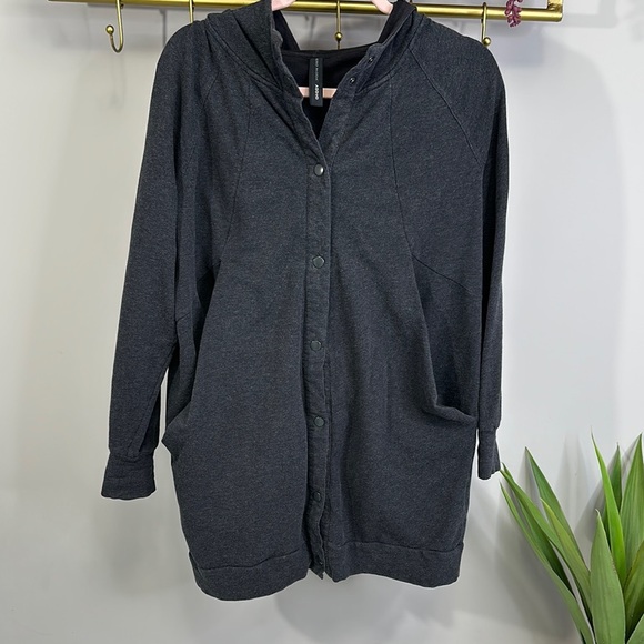 Vero Moda - heathered Grey button down hooded cardigan. - Picture 1 of 5